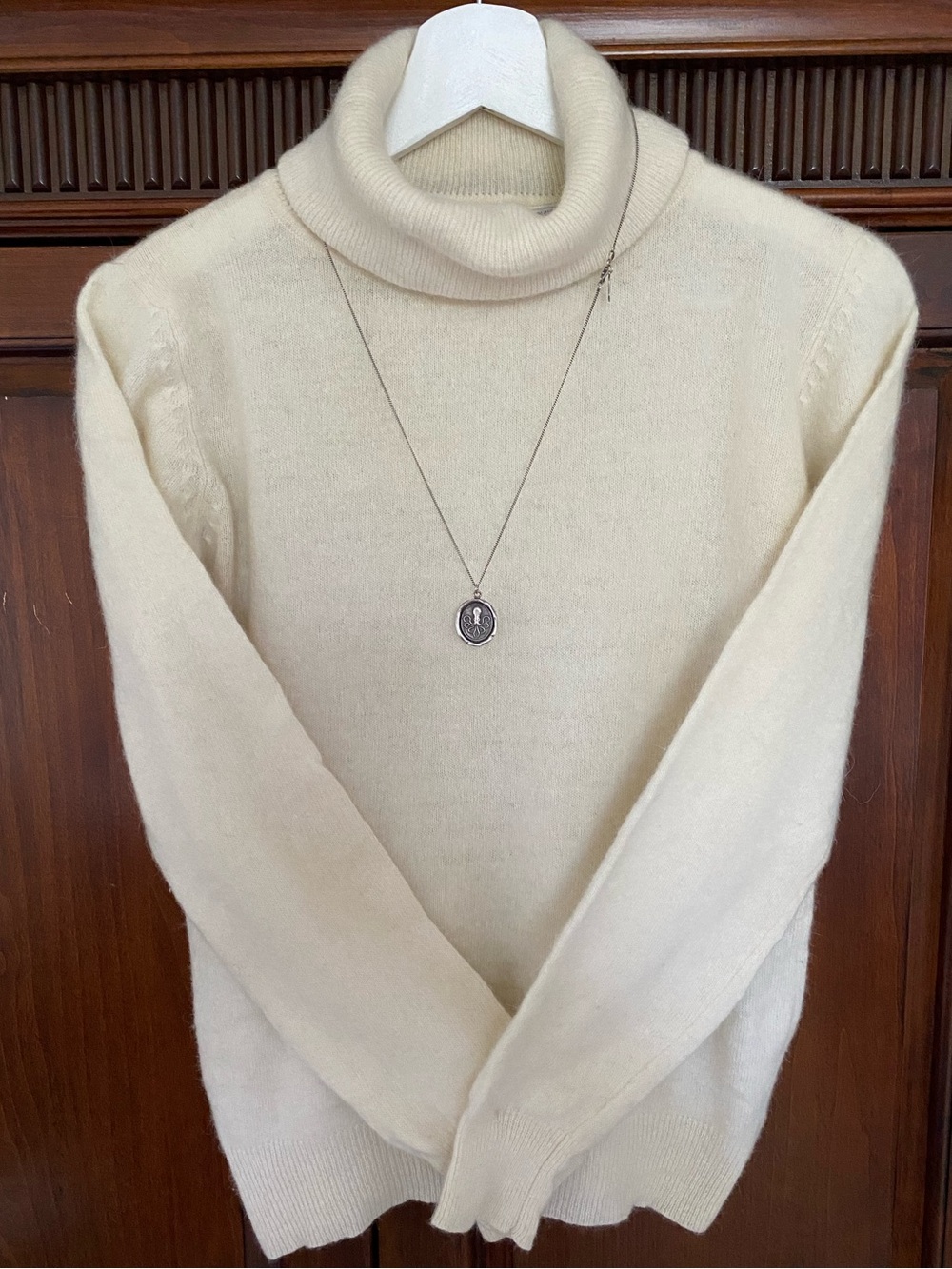 Weathervane Vintage Lambswool Angora blend Cream Turtleneck Sweater Size Small